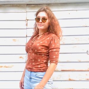 Rust Orange Free People Autumn Top Blouse
